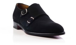 Double Buckle Monk Black Suede
